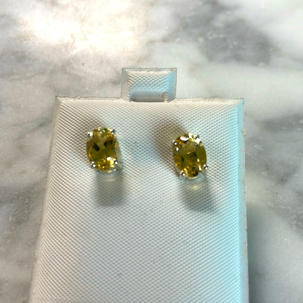 Large Citrine Gemstone 925 Stud Earrings